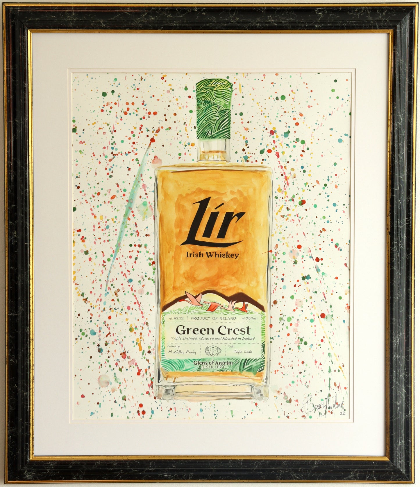 Lír Irish Whiskey Bottle - Original Watercolour Painting by Irish Artist